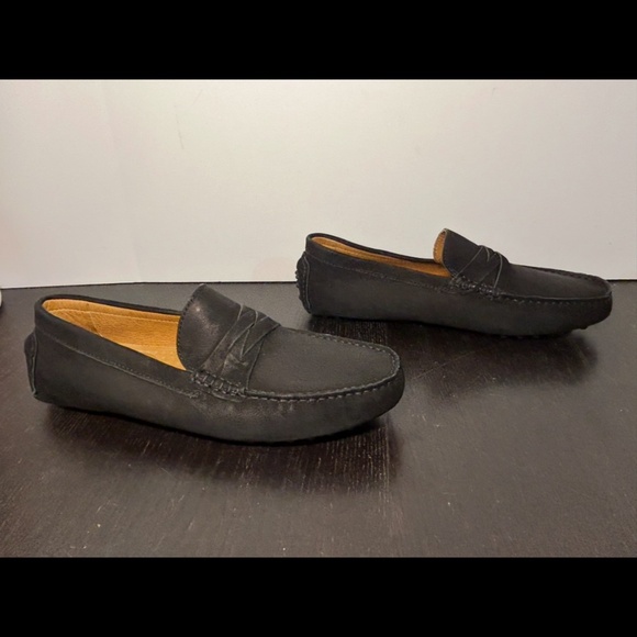 Massimo Matteo Nubuck Loafers Driving Shoes Black Mens 10 main image 5